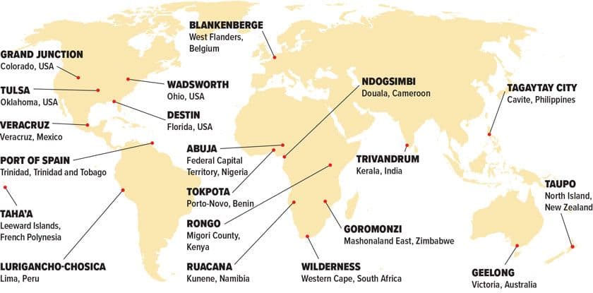 Map of 2026 Feast of Tabernacles sites around the world